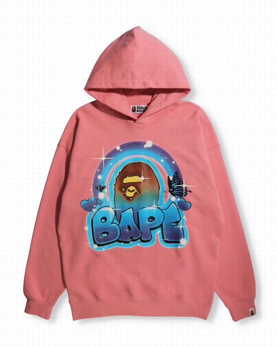 Hanorac Cu Gluga Bape Graffiti Oversized Pullover Dama Roz | FYQNUI196