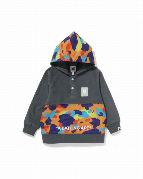Hanorac Cu Gluga Bape Grid Camo Half Snap Fleece Pullover Copii Gri | JXNZMR501