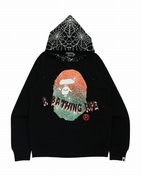 Hanorac Cu Gluga Bape Halloween Ape Head Glow In The Dark Pullover Barbati Negrii | VMLOIH639