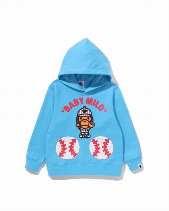 Hanorac Cu Gluga Bape Milo Baseball Pullover Copii Albastri | CNDXZV659