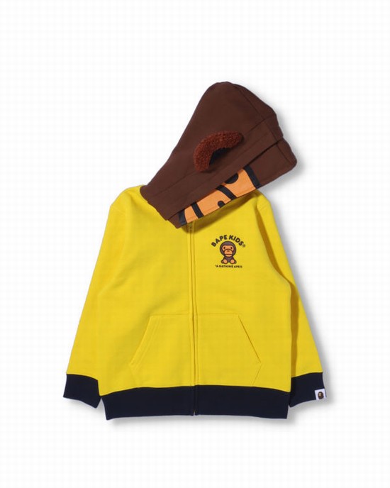 Hanorac Cu Gluga Bape Milo Friends Zip Copii Galbeni | NVKEWX196