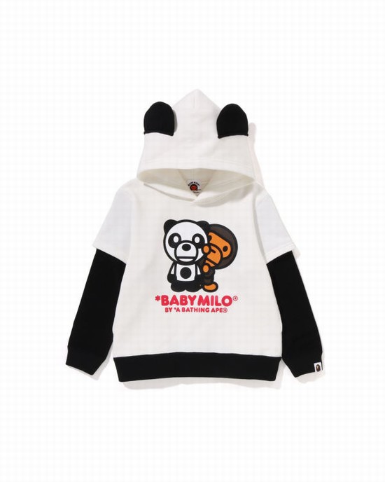 Hanorac Cu Gluga Bape Milo Panda Layered Pullover Copii Albi | LPTGVQ056