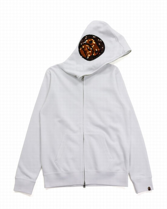 Hanorac Cu Gluga Bape Milo Sequin Full Zip Dama Albi | IFMKBE940