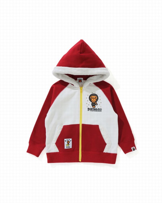 Hanorac Cu Gluga Bape Milo Star Zip Copii Rosii Deschis | HBFPRT641