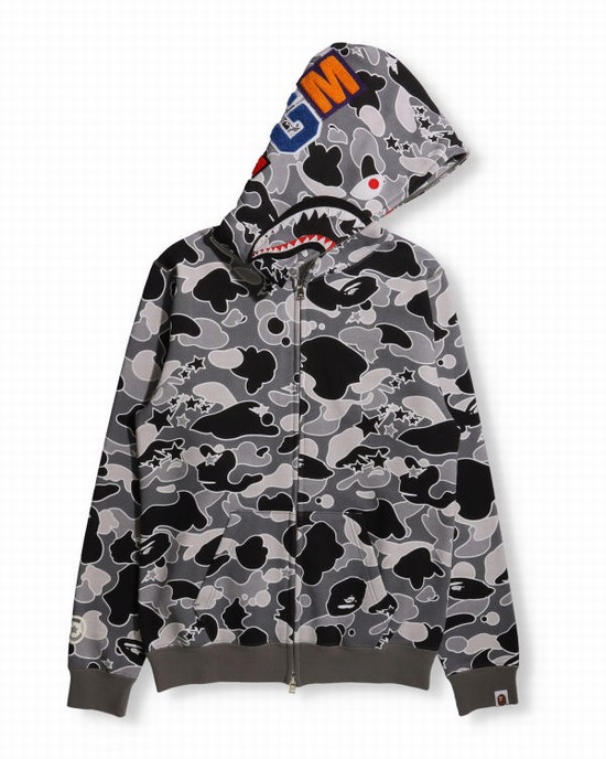 Hanorac Cu Gluga Bape STA Camo Shark Full Zip Dama Negrii | WEUBVA023