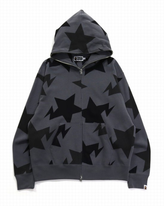 Hanorac Cu Gluga Bape STA Pattern Relaxed Fit Full Zip Barbati Negrii | TGAFJX732