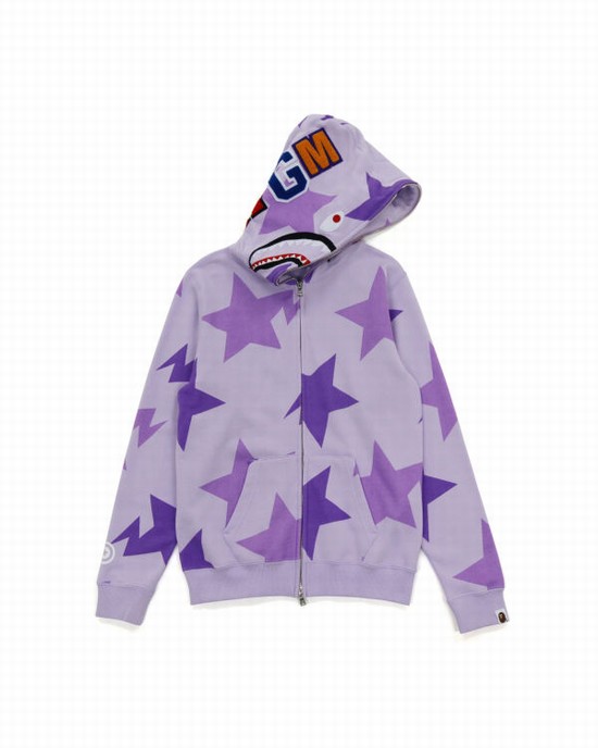 Hanorac Cu Gluga Bape STA Pattern Shark Zip Copii Violet | TEZNMK740