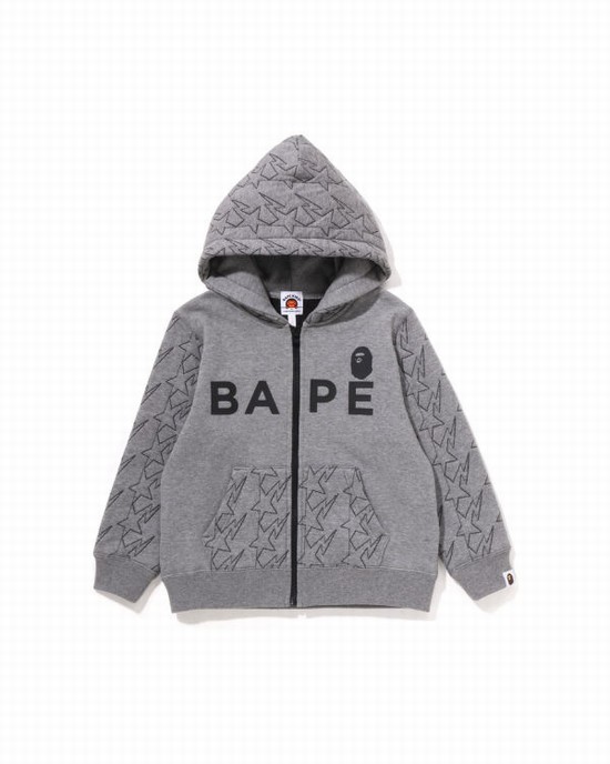 Hanorac Cu Gluga Bape STA Quilting Zip Copii Gri | FCBPMG459