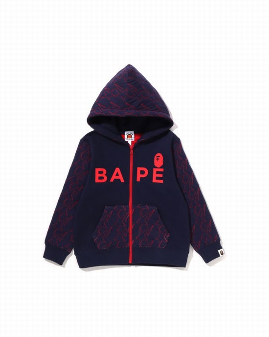 Hanorac Cu Gluga Bape STA Quilting Zip Copii Bleumarin Albastri | JMVEAK958