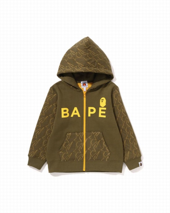 Hanorac Cu Gluga Bape STA Quilting Zip Copii Verzi | ODPFYG796