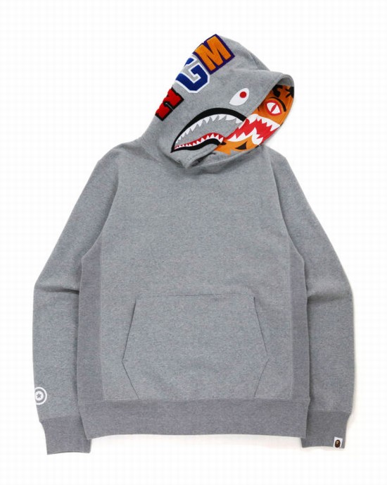 Hanorac Cu Gluga Bape Shark Inside Tiger Pullover Barbati Gri | NSADGQ347
