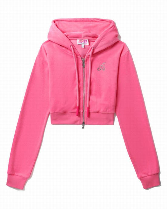 Hanorac Cu Gluga Bape Towelling zip-up crop Dama Roz | QVLHCB960