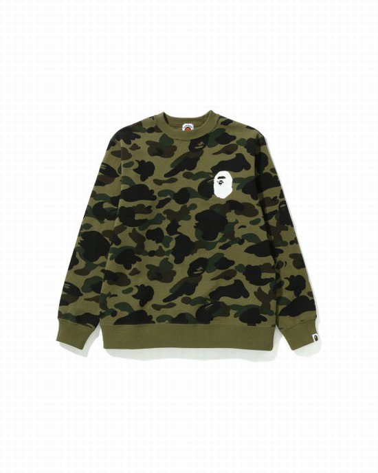 Hanorace Bape 1st Camo Ape Head Crewneck Jr Copii Verzi | MOFGNQ905