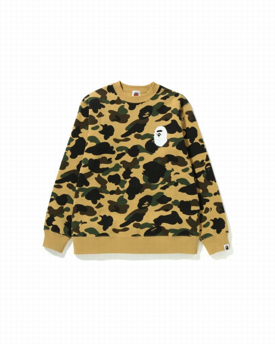 Hanorace Bape 1st Camo Ape Head Crewneck Jr Copii Galbeni | YHZCDK680