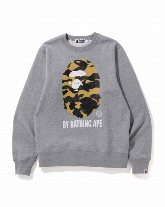 Hanorace Bape 1st Camo By Bathing Ape Crewneck Barbati Gri | TWVMQS684