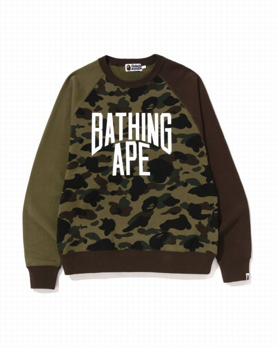 Hanorace Bape 1st Camo Crazy Bathing Ape Relaxed Fit Crewneck Barbati Verzi | CRTXEA546
