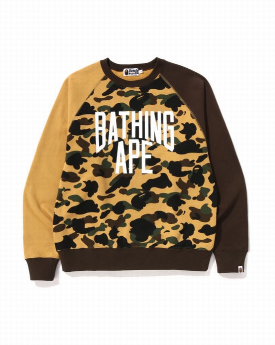 Hanorace Bape 1st Camo Crazy Bathing Ape Relaxed Fit Crewneck Barbati Galbeni | TYBMZC071