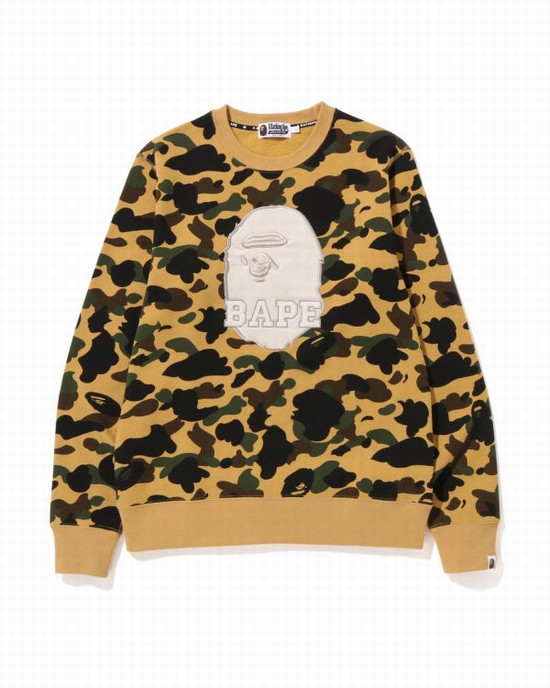 Hanorace Bape 1st Camo Crewneck Barbati Galbeni | WRUDZF318