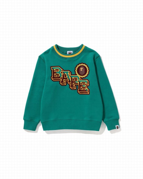 Hanorace Bape Ape Head Emblem Crewneck Copii Paon Verzi | FVUPOE318