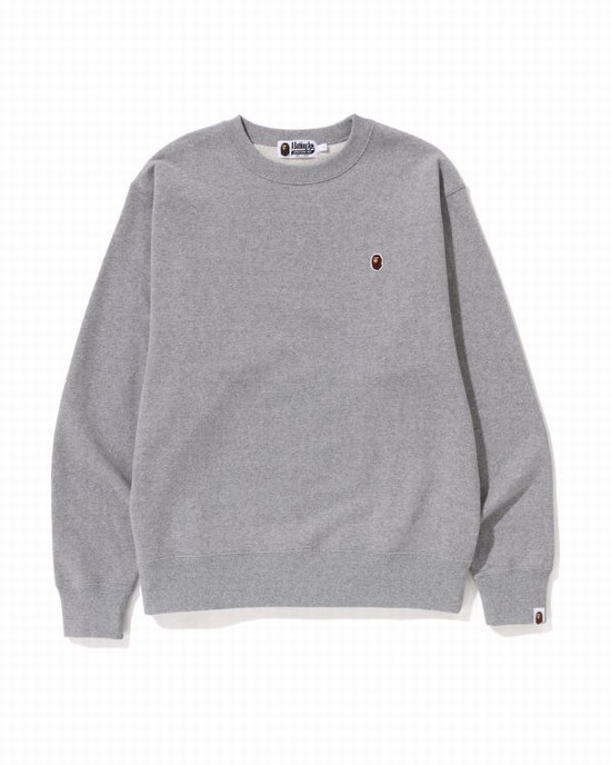Hanorace Bape Ape Head One Point Relaxed Fit Crewneck Barbati Gri | ARBUIT235