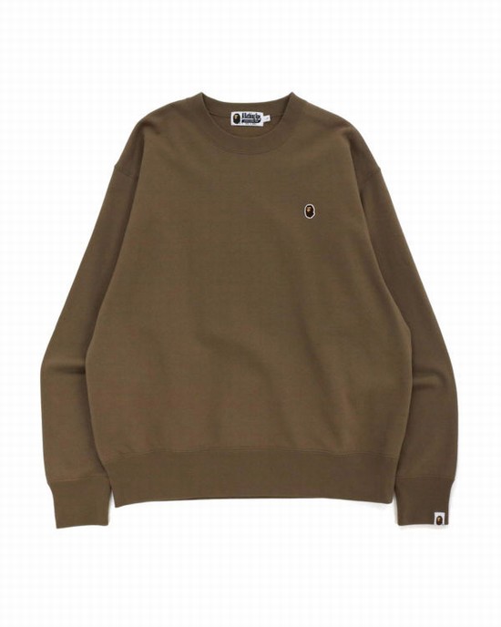 Hanorace Bape Ape Head One Point Relaxed Fit Crew Neck Barbati Maro | BJPWSZ085