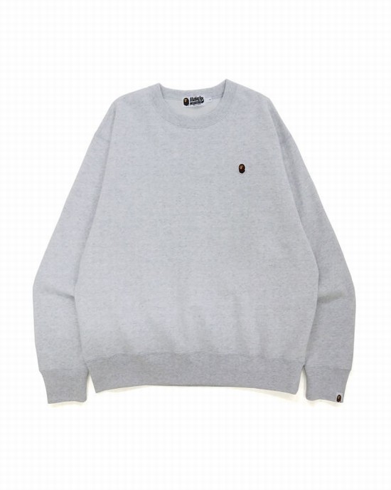 Hanorace Bape Ape Head One Point Relaxed Fit Crew Neck Barbati Gri Deschis | EFPKTN692