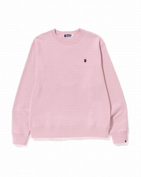 Hanorace Bape Ape Head One Point Relaxed Fit Crewneck Barbati Roz | ESQYHX620