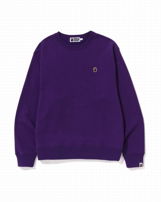 Hanorace Bape Ape Head One Point Relaxed Fit Crewneck Barbati Violet | OKXYFC480