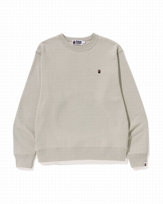 Hanorace Bape Ape Head One Point Relaxed Fit Crewneck Barbati Bej | QKPRVY926