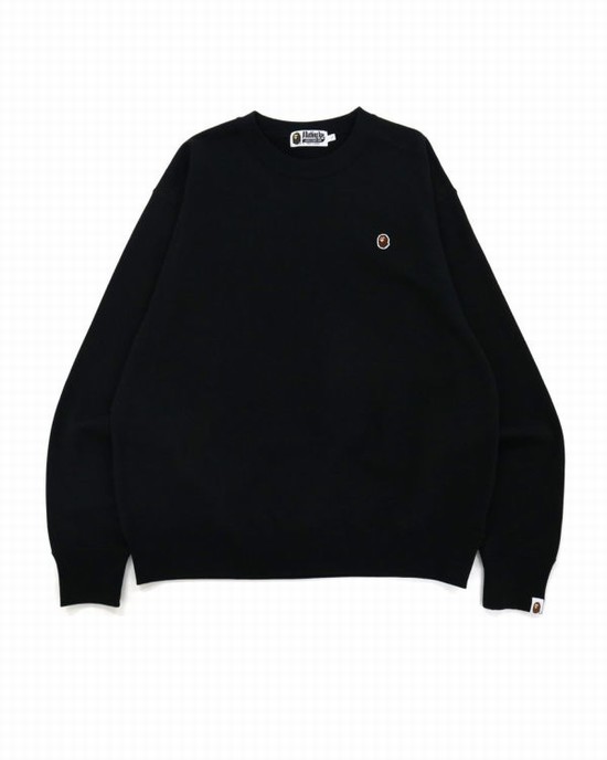Hanorace Bape Ape Head One Point Relaxed Fit Crew Neck Barbati Negrii | XQHUFK804