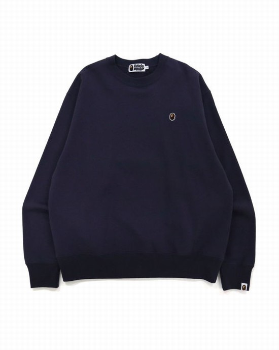 Hanorace Bape Ape Head One Point Relaxed Fit Crew Neck Barbati Violet Inchis | ZVARYO258