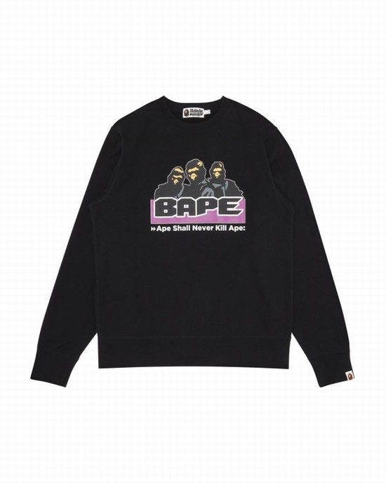 Hanorace Bape Archive Crewneck Barbati Negrii | DNFKPG785