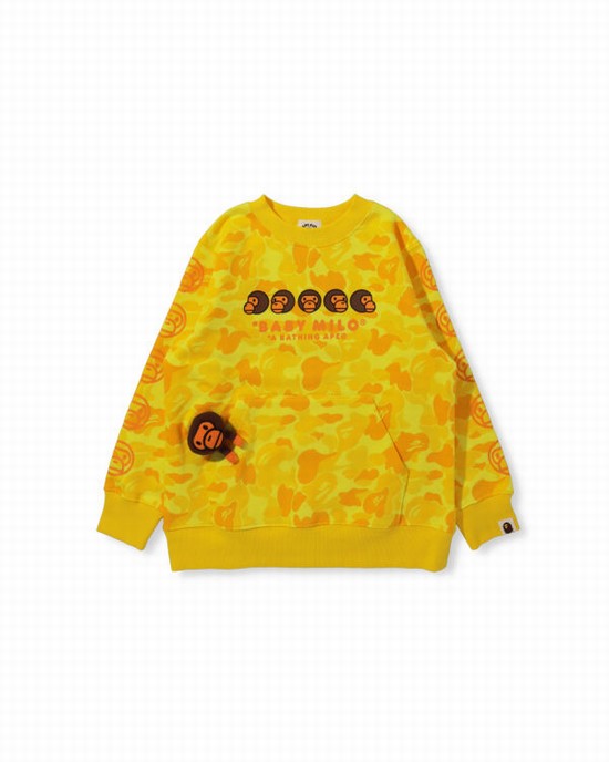 Hanorace Bape BK15TH Anniversay Milo Crew Neck Copii Galbeni | QJVCXN820