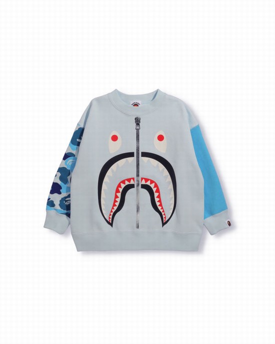 Hanorace Bape Big ABC Camo Shark Oversized Crew Neck Copii Albastri | COHNLS106
