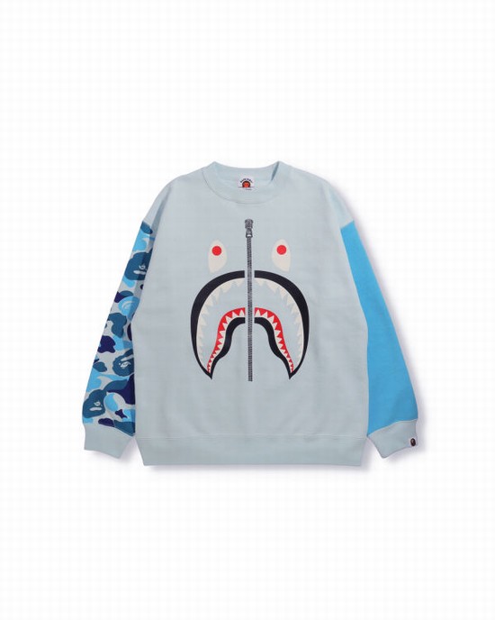 Hanorace Bape Big ABC Camo Shark Oversized Crew Neck Copii Albastri | XEKJLQ935