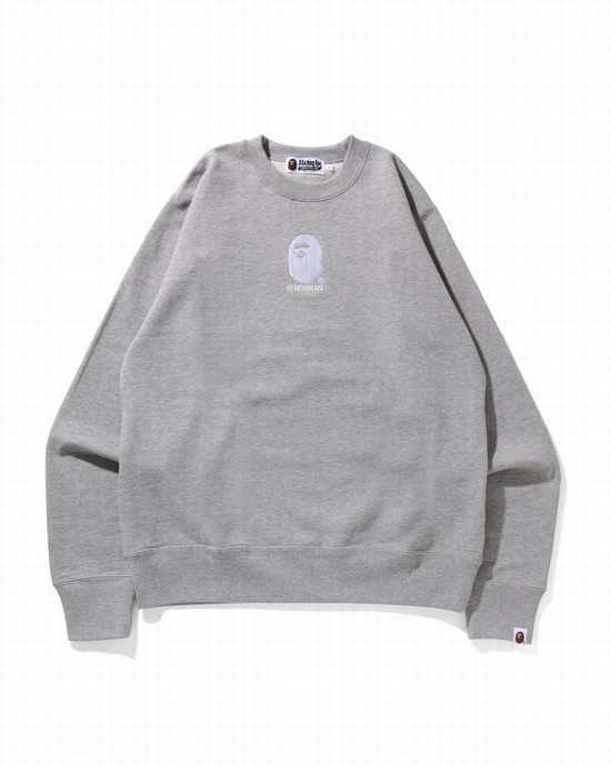 Hanorace Bape By Bathing Ape Embroidery Barbati Gri | HUCKIL581