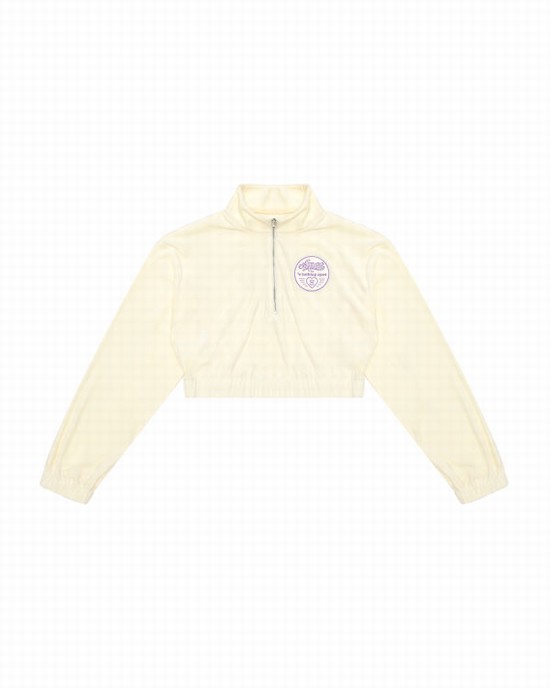 Hanorace Bape Cropped zip-up Dama Albi | FBSRTC078