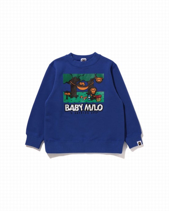 Hanorace Bape Milo Camo Hammock Crewneck Copii Albastri | KXBTDU201