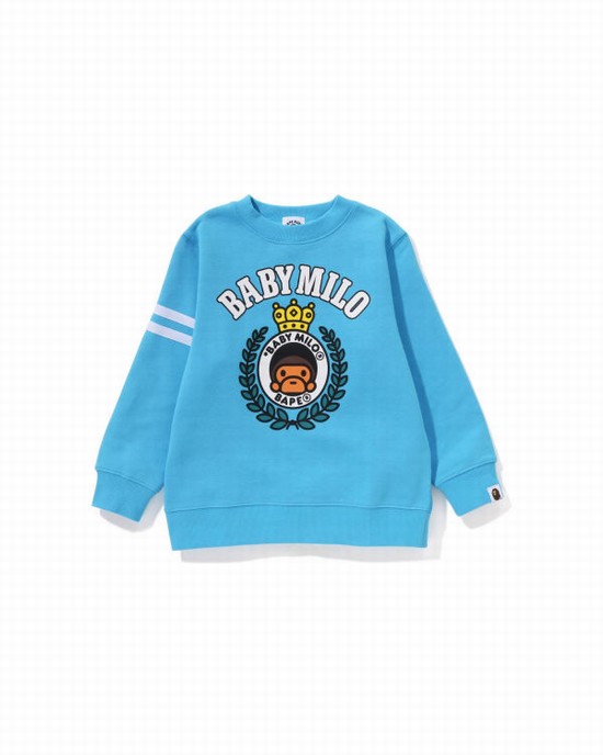 Hanorace Bape Milo Emblem Crewneck Copii Albastri | RZQHFD513