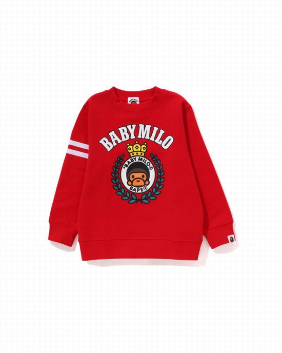 Hanorace Bape Milo Emblem Crewneck Copii Rosii Deschis | XSHACI437