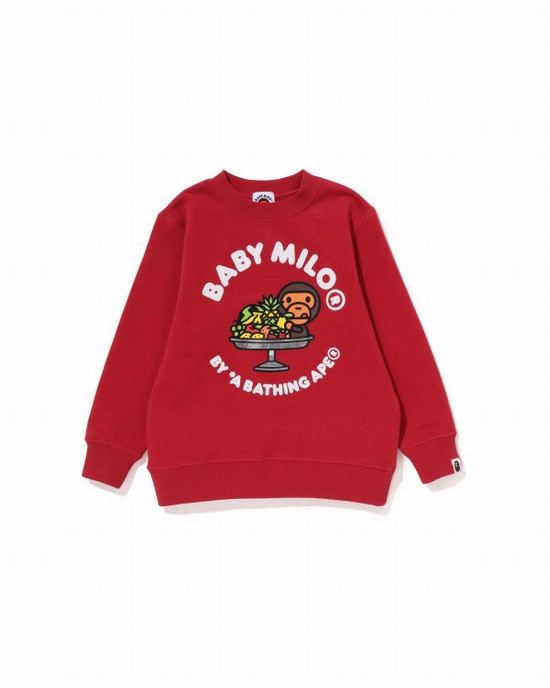 Hanorace Bape Milo Fruit Crewneck Copii Rosii Deschis | OLCSDH154