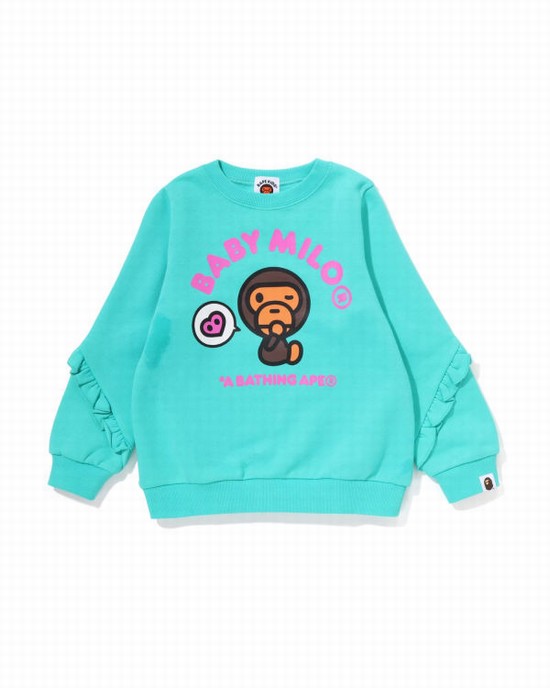 Hanorace Bape Milo Heart Frill Crewneck Copii Verde Menta | HAVJQM234