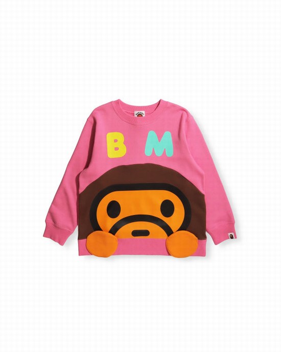 Hanorace Bape Milo crew neck Copii Roz | GXZPHU534