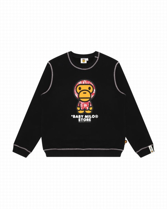 Hanorace Bape Milo crew neck Dama Negrii | ZKGEHO970