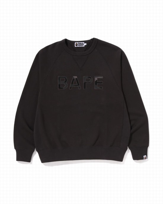 Hanorace Bape Patch Relaxed Fit Crewneck Barbati Gri Inchis | HCQNVY716
