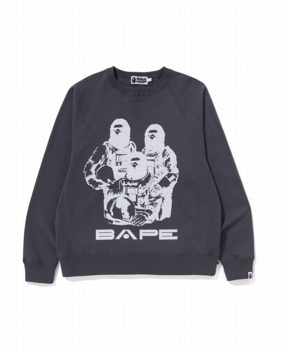 Hanorace Bape Relaxed Fit Crewneck Barbati Gri Inchis | VBPKNS238