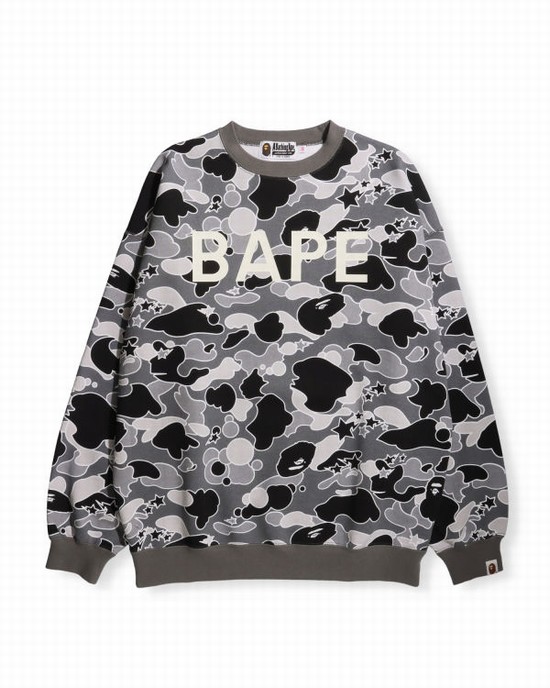 Hanorace Bape STA Camo Oversized Crewneck Dama Negrii | PSBFGU267