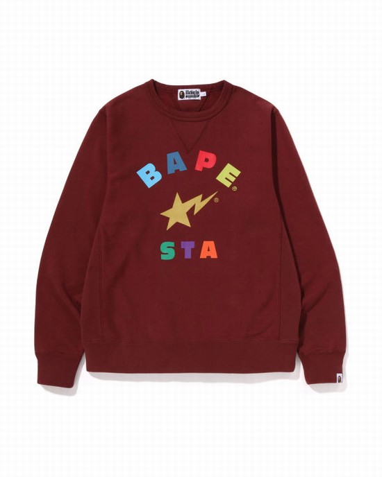 Hanorace Bape STA Crewneck Barbati Rosii Inchis | LMUVXS625