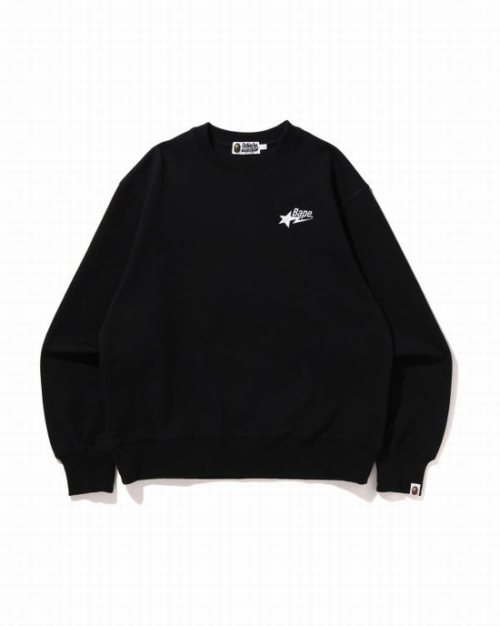 Hanorace Bape STA Logo Relaxed Fit Crewneck Barbati Negrii | JRGWCF783