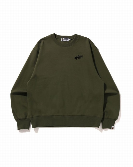 Hanorace Bape STA Logo Relaxed Fit Crewneck Barbati Verzi | XHVSEF067
